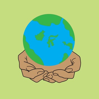 save the planet, hand holding a globe, earth of Indonesia. earth day concept. vector