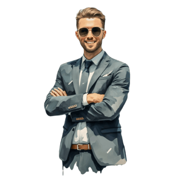 AI generated Businessman Happy Suit png