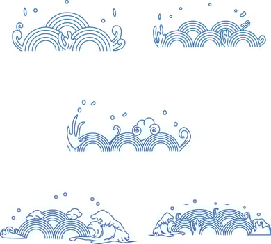 Traditional Chinese Wave Illustration. Cartoon Style, Isolated Vector
