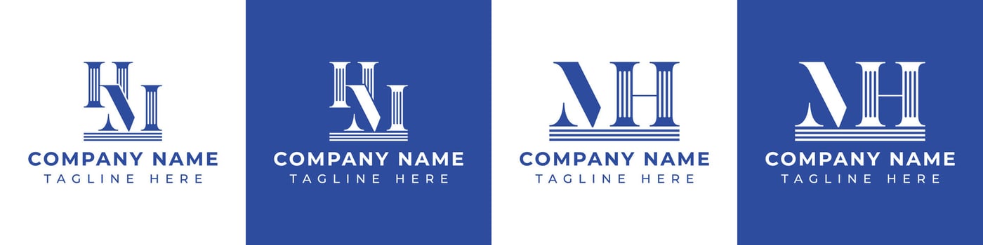 Letters HM and MH Pillar Logo Set, suitable for business with HM and MH related to Pillar vector