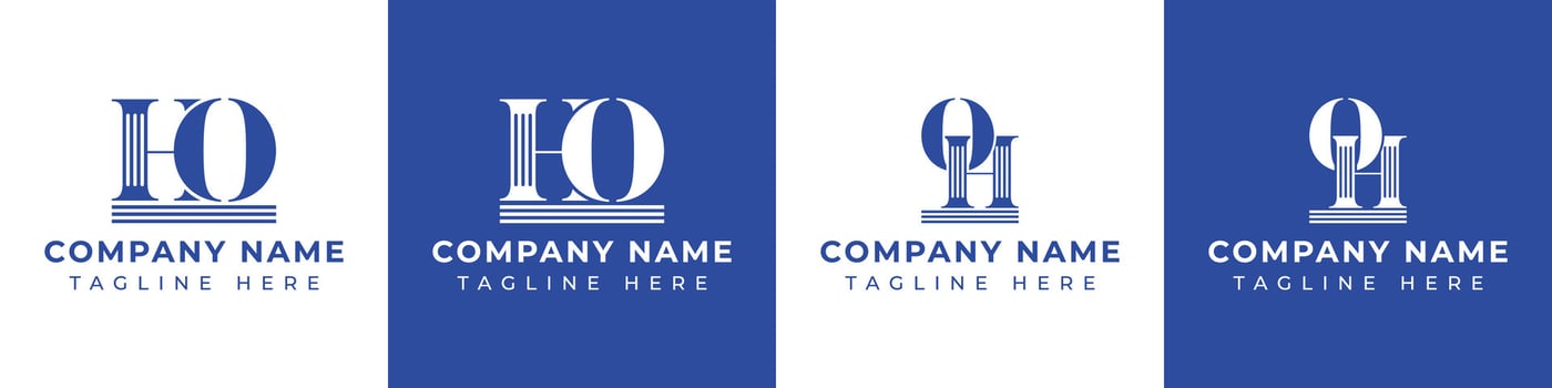 Letters HO and OH Pillar Logo Set, suitable for business with HO and OH related to Pillar vector