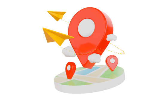 City map and red pin pointer location. Travel navigation GPS concept. 3d render png