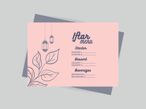 Ramadan kareem iftar menu list design for restaurant vector