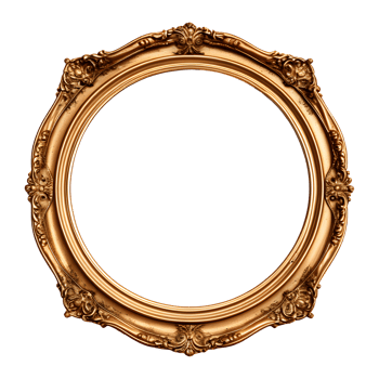 AI generated Antique Gold Circle Frame Isolated on Transparent Background png
