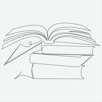 Continuous line hand drawing vector illustration book art