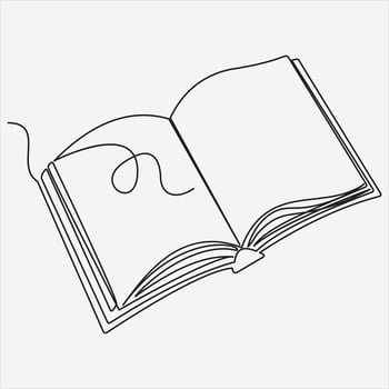 Continuous line hand drawing vector illustration book art