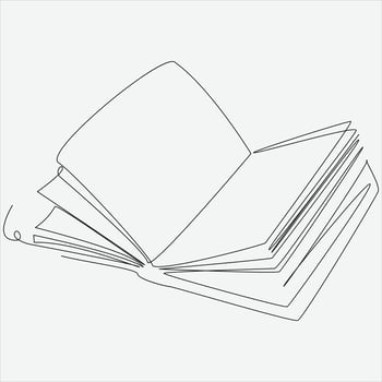 Continuous line hand drawing vector illustration book art