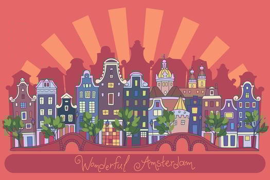 Spring Amsterdam street banner vector