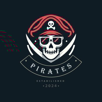 pirates head skull logo design template for brand or company and other vector