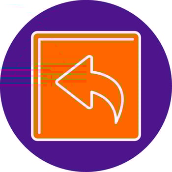 Curved Left Line Filled Circle Icon vector