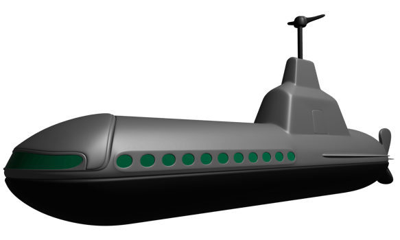 3D submarine gray png