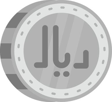 Riyal Grey scale Icon vector