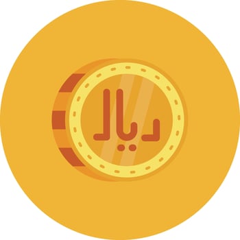 Riyal Flat Circle Icon vector