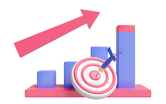3d charts graph with darts, target, analysis business financial data. business strategy concept, 3d render illustration png