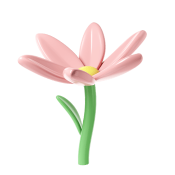 3d Pink spring cherry blossom flower transparent. Including petals, and bud. Graphic cute element design for web, greeting card png