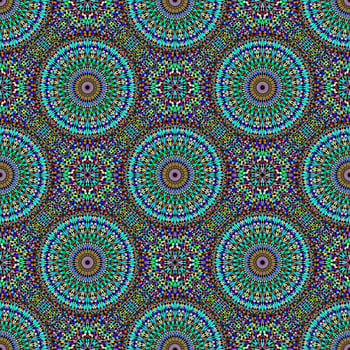 Abstract geometrical seamless mandala mosaic pattern background - elegant multicolor oriental floral spiritual bohemian vector art