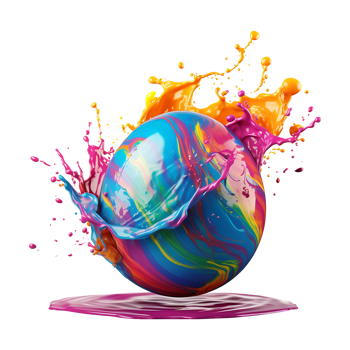 AI generated Colorful splash easter egg isolated on transparent background png