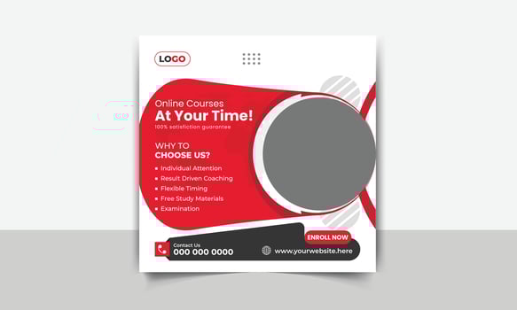 Modern social media post ads banner design template for english learning course advertisement vector