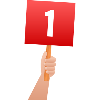 Cartoon card with jury rate. Hands holding score cards with numbers. png