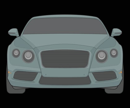front view Vector Illustration of Isolated highlight  color car on black background, Vehicle in a Flat Cartoon Style.
