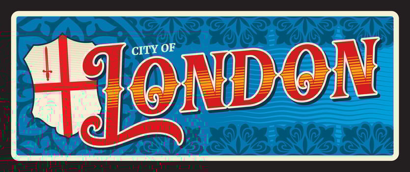 London travel sticker, Great Britain England sign vector