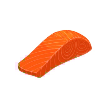 Cartoon seafood, salmon meat piece for cuisine vector