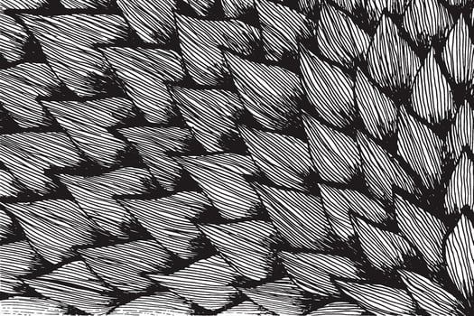 Monochrome black and white hand drawing floral pattern vector
