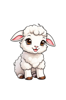 AI generated Cute sheep cartoon character isolated on transparent background png
