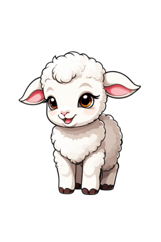 AI generated Cute sheep cartoon character isolated on transparent background png