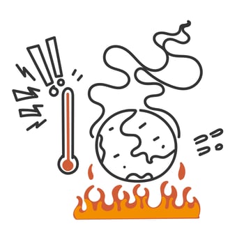 hand drawn doodle the earth burned with fire illustration vector