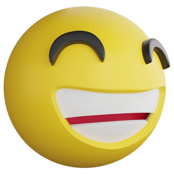 Smile emoji side view clipart flat design icon isolated on transparent background, 3D render emoji and emoticon concept png