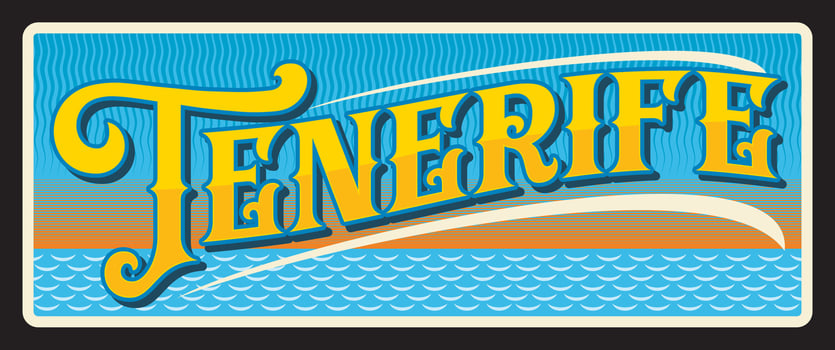Tenerife, Spanish retro island plate vector