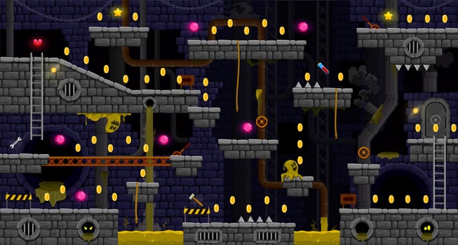 Dark arcade game underground of sewage wastewater vector