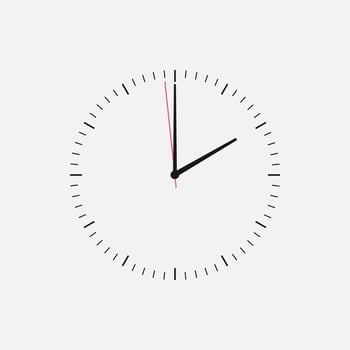 Wall clock vector icon. Classic black and white circle wall clock