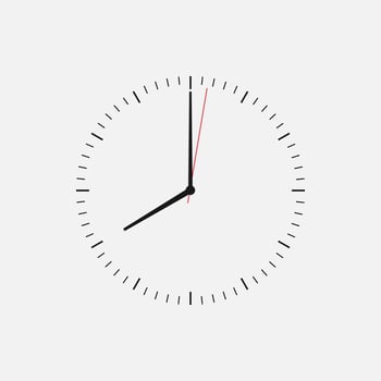Wall clock vector icon. Classic black and white circle wall clock
