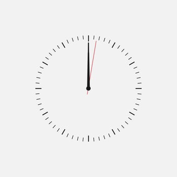 Wall clock vector icon. Classic black and white circle wall clock