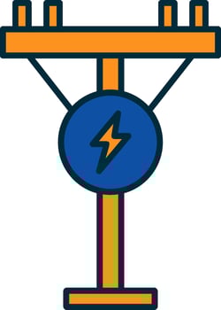 Electric Pole Line Filled Two Colors Icon vector