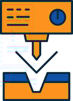 Metal Bending Machine Line Filled Two Colors Icon vector
