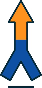 Merging Line Filled Two Colors Icon vector