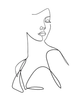 Abstract Woman Body Line Art Drawing. Female Silhouette One Line Drawing. Vector illustration