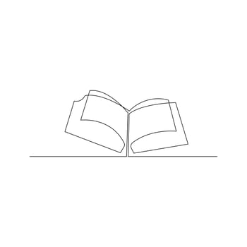 Vector in one continuous line drawing of book concept of education, library logo illustration