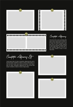 Pictures or photos frame collage. comics page grid layout abstract photo frames and digital photo wall template vector