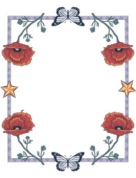 poppy frame and border botanical illustration png
