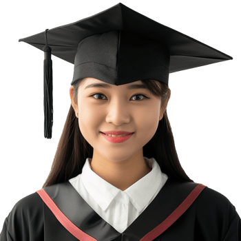AI generated closed up of a graduating university student female girl smiling, wearing a graduation cap, isolated on a transparent background, student life png