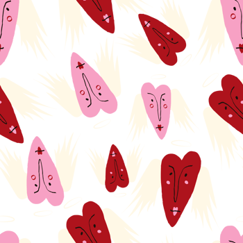 Bright Valentines Day seamless pattern with cool angels hearts. png