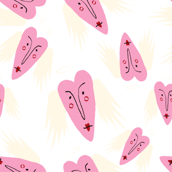 Bright Valentines Day seamless pattern with cool angels hearts. png
