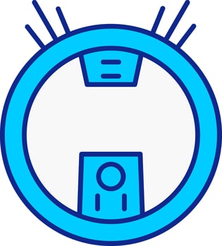 Robot Vacuum Blue Filled Icon vector
