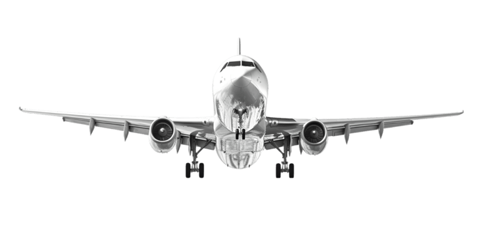AI generated White metallic commercial airplane jetliner flying, 3D realistic passenger jet vehicle, png format on transparent background, AI Generative