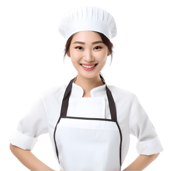 AI generated Cheerful mature Asian cook woman posing and smiling at camera, chef in an apron png format on transparent background Fictional Person, Ai Generative