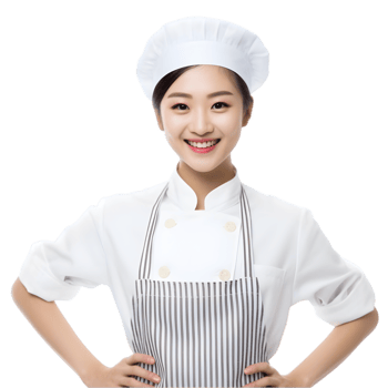 AI generated Cheerful mature Asian cook woman posing and smiling at camera, chef in an apron png format on transparent background Fictional Person, Ai Generative